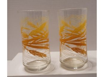 Vintage MCM Libbey Golden Wheat 12oz Glasses Excellent Condition Need Cleaning
