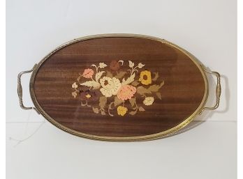 Midcentury Lacquered Wood Tray Sorrento May Flower Made In Italy