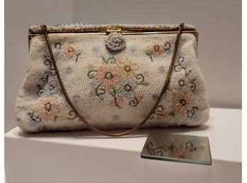 GASP! Have You Ever Seen A Prettier Bag! Vtg 50s French Hand Made Hand Beaded Edwardian Style Bag