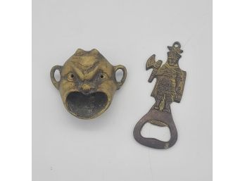 THE COOLEST VINTAGE DEMON BRASS PERSONAL ASHTRAY And Brass Bottle Opener