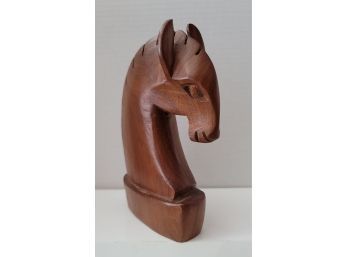 Vintage MCM Hand Carved Solid Wood Horse Head Kenya