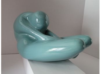 I'M DYING! Vintage MCM 1980 TURQUOISE JARU Abstract/Modernist Nude Sculpture Pristine Condition!