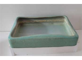 Gorgeous Vintage 60s Glidden Turquoise Stoneware Pottery Low Rise Rectangular Vase