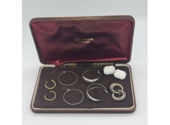 Vintage Pierced Earrings In Velvet Littman Jewelers Box