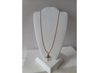 Like New! Solid 14kt Gold Rope Chain With Solid 14kt Cross Pendant Lobster Claw Clasp Excellent Condition