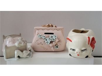 Vintage MCM Ceramics From Japan LOOK AT THAT PIN MONEY PURSE!