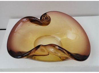 Just Beautiful!vintage 60s Murano Art Glass Bowl With Graduated Color Design Great Condition!