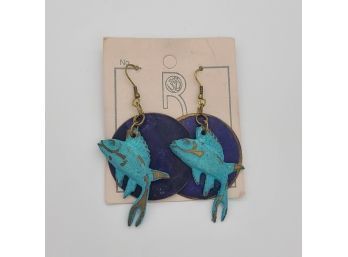 I LOVE THESE Metal Fish Earrings Big And Bold