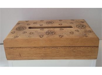 Vintage Hand Made Wooden Tissue Box Great Detail Great Condition