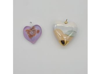Vintage Glass Heart Pendants