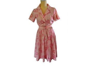 THE BUTTONNNNS Vintage Floral Homemade Swing Dress S