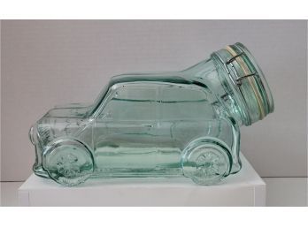HOW COOL IS THIS! Vintage Hermetic Glass Mini Cooper Cookie Or Other Stuffs Jar Excellent Condition