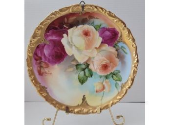 Absolutely Gorgeous Vintage/antique Signed Tresseman & Vogt Limoges Hand Painted Dinner Plate