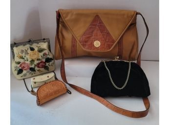 Vintage MCM-80s Bag, Coin Purse, Lipstick Holder Lot Incl. Saks 5th Ave And Pyramid