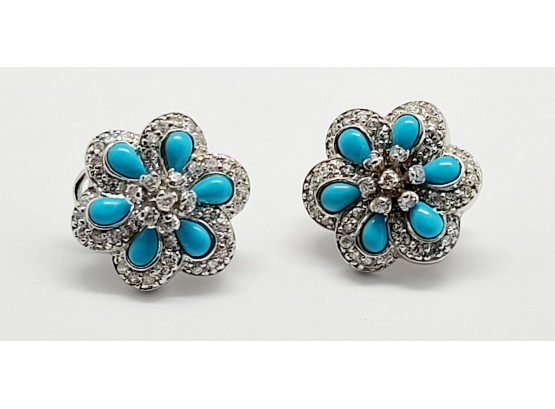 Sterling Silver & Turquoise Pierced Earrings