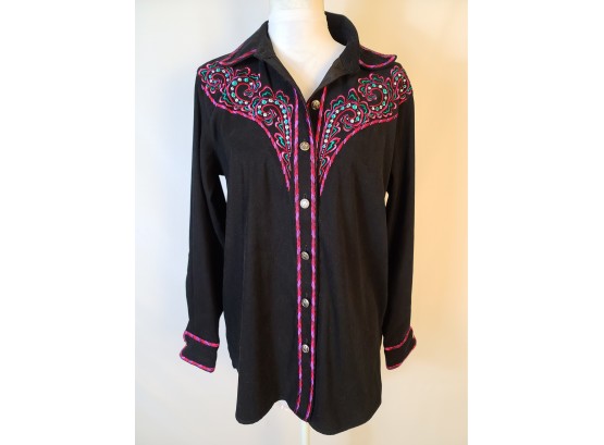 Vintage Bob Mackie Wearable Art Embroidered Western Shirt Small