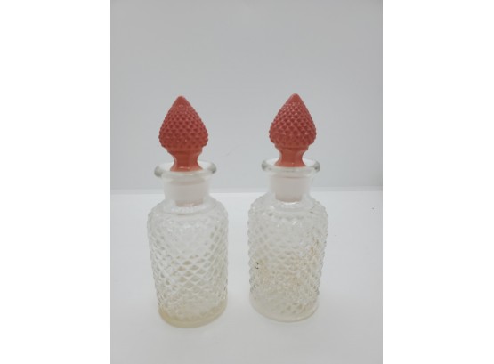 Pair Of Vintage Glass Perfume Bottles