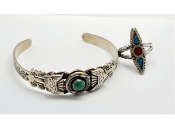 Vintage Native American Ring And Bracelet