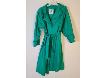 1980s Ladies Emerald Green Sag Harbor Trench Coat