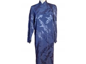 Vintage Cheongsam Style Crane Print Dress Medium