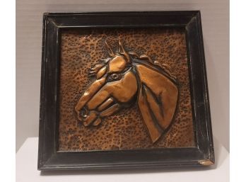 Vintage MC Hand Made Copper Relief Horse Head Wall Art