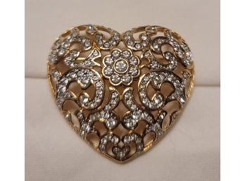 Oohh Pretty! Vintage 80s Swarovski Crystal Gold Plated Crystal Filigree Brooch Excellent Condition