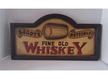 Perfect For Your Bar!  Wooden 3D Fine Old Whiskey Sign Great Condition