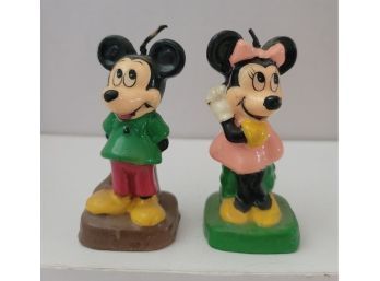 Vintage MC Mickey & Minnie Mouse Hand Painted Candles Unused Great Condition