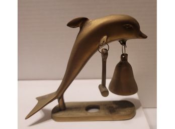 Vintage 70s Solid Brass Dolphin Shoe Keepers Doorbell Excellent Condition 6x5