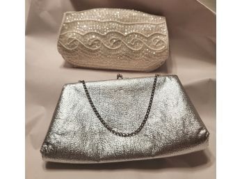 Beautiful MCM NOS Beaded & Sequin Clutch & Like New MCM HL USA Silver Evening Bag Both In Excellent Condition