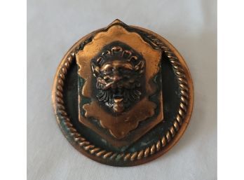 Vintage 50s-60s Signed Rosyln Hoffman Copper Brooch/pendant Dionysus? Great Condition