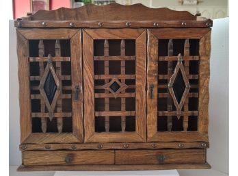 Almost Goth-like! Vintage MC Himark Wood Spice Cabinet  With Unused Labels!