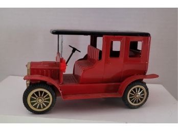 Vintage Tin Litho Friction Powered Old Time Car