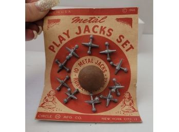 Do You Remember Stepping On One Of These! Vintage 1946 NOS Circle Mfg Co Metal Play Jack's Set So Cool!