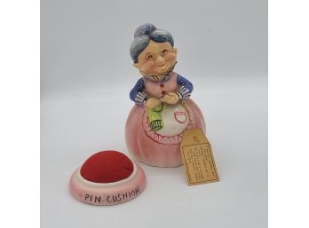 Midcentury Pin Cushion Lady With Original Tag