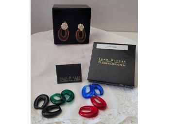Joan Rivers Classics Collections Interchangeable Earrings With Swarovski Crystals Excellent Condition