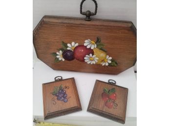 Vintage MC Numbered & Signed Hand Painted Wood Plaques Great Condition