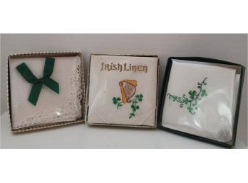 Lot Of 3 Beautiful NOS Vintage Handkerchiefs From Ireland