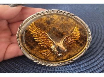 Vintage 70s S.s.i. Diamondback Rattler 3D Rattlesnake Skin And Eagle Belt Buckle  Very Cool! Great Condition