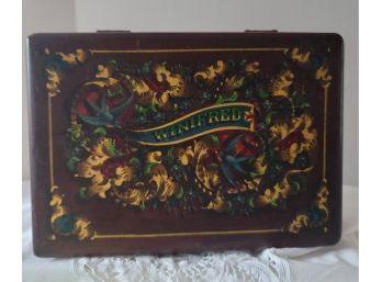 This Is An Awesome Find! Antique 1920s Boite Nature Tole Painted Leather Look Cigar Box