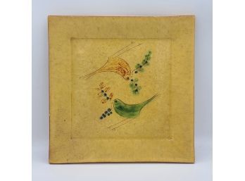 Handmade Terra Cotta Glazed Bird Plate
