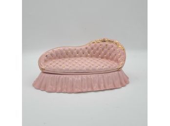 Handpainted And Signed 1950s Pink Chaise Trinket Box BOUGIE