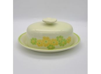 PERFECT 1970S Franciscan Earthwnware Flowerpower Oversized Covered Butter Dish