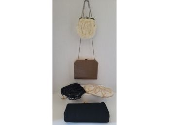 Vintage MC Unmarked Hand And Shoulder Bag Lot Incl Real Fur And Sequins All In Great Condition