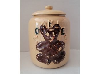 Vintage 30s Robinson Ransbottom Unmarked McCoy Teddy Bear Stoneware Crock Cookie Jar