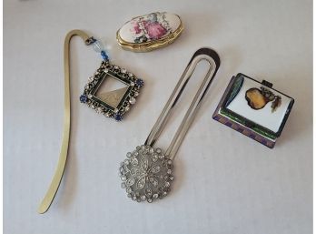 Lovely Bookmark And Trinket Box Lot Incl. Vintage Tracy Porter