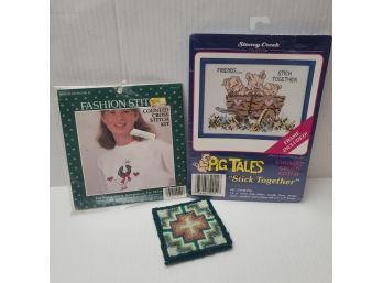 Vintage Cross Stitch Kits PIGGIES And Local Artesian Made One