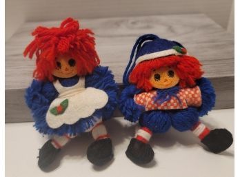 Vintage 1975 The Bobbs-Merrill Co Raggedy Ann And Andy Christmas Ornaments