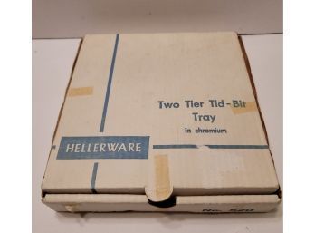 Vintage MCM NOS Hellerware Chromium Two Tier Tid-bit Tray Perfect For Entertaining!