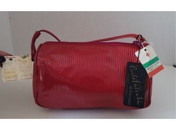 Red She Said! Vintage MC NWT Carlo Valenti Red Shoulder Bag With Fuchsia Zipper Excellent Condition